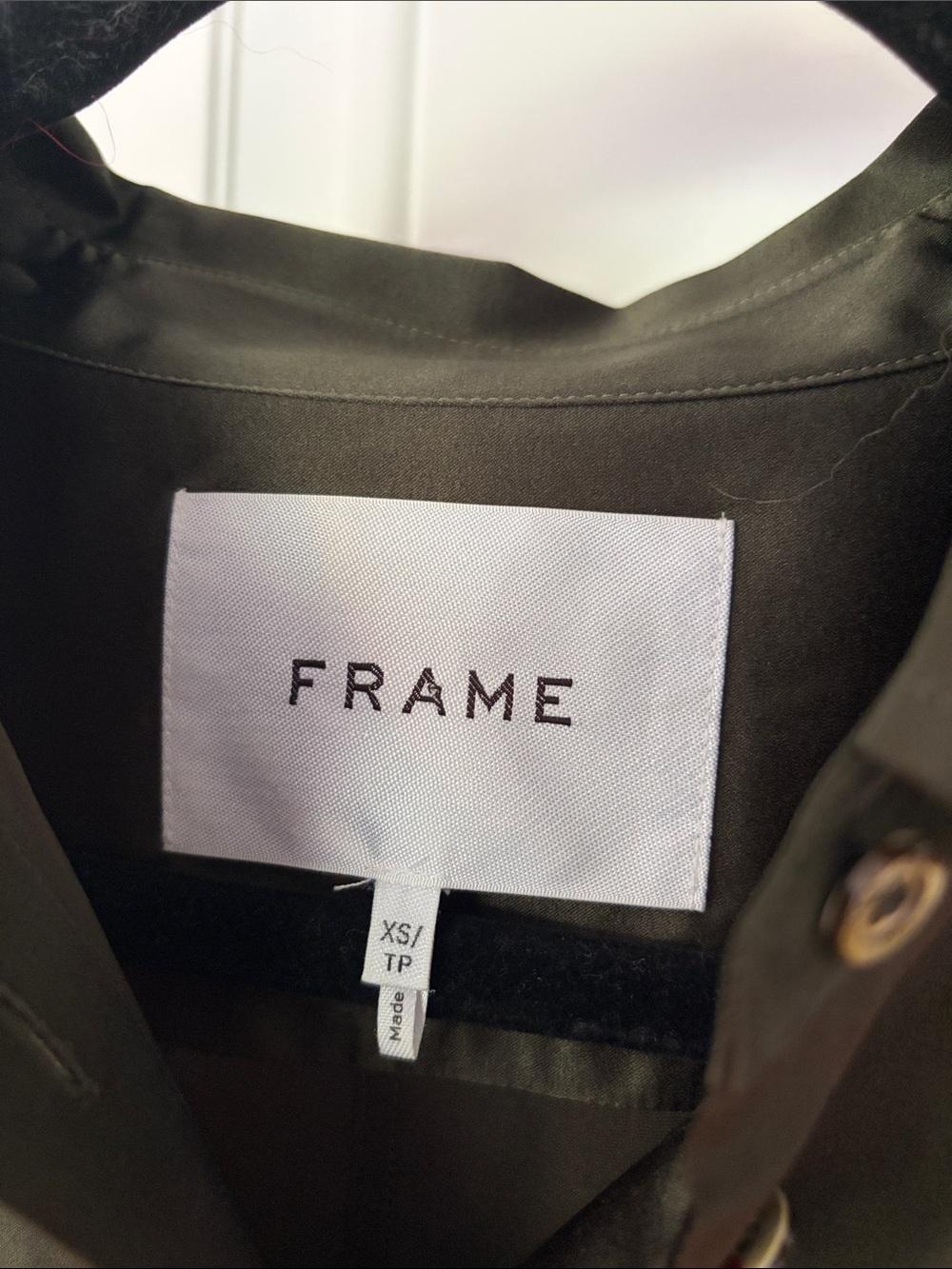 Frame Olive Satin-Look Button Shirt - Picture 2 of 3